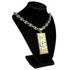 100 Dollar Bill Pendant Gold Finish 18" Mariner Chain Necklace