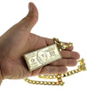 100 Dollar Flat Cuban Gold Finish Chain Necklace 30"