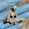 14k Gold 14K Gold Plated 925 Sterling or All Silver Angry Face Emoji AK47 Gun Moissanite Pendant