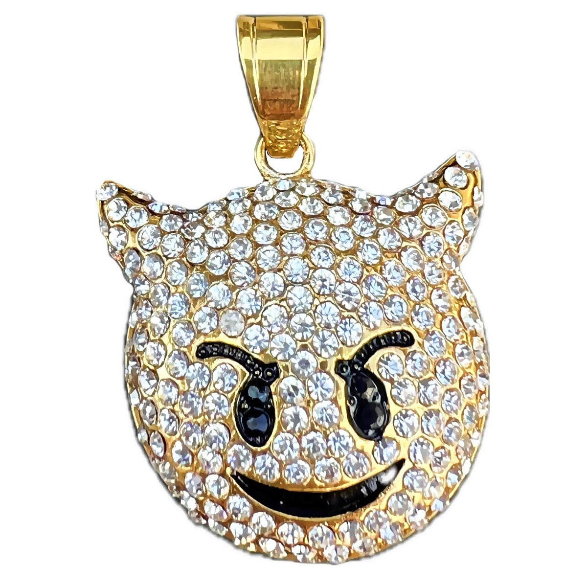 18K Gold Plated 316L Stainless Steel Devil Emoji Pendant