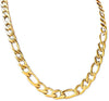 14K Gold Plated 316L Stainless Steel Figaro Chain Necklace 24" x 11MM