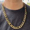 14K Gold Plated 316L Stainless Steel Figaro Chain Necklace 24" x 11MM