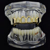 14K Gold Plated 4 Open Face Top Teeth Vampire Fangs Grillz