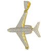 14k Gold Plated 925 Sterling Silver Jet Airplane Pendant CZ Iced Plane