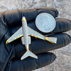 14k Gold Plated 925 Sterling Silver Jet Airplane Pendant CZ Iced Plane