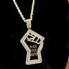 14K Gold Plated BLM Fist Black Lives Matter CZ Bling Baguettes Rope Chain 30"