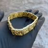 14K Gold Plated "Gold Nugget" Flat Hip Hop Bracelet 15MM Thick 8" inch