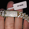 14K Gold Plated Iced CZ Zig Zag Bracelet 8.5" x  12MM