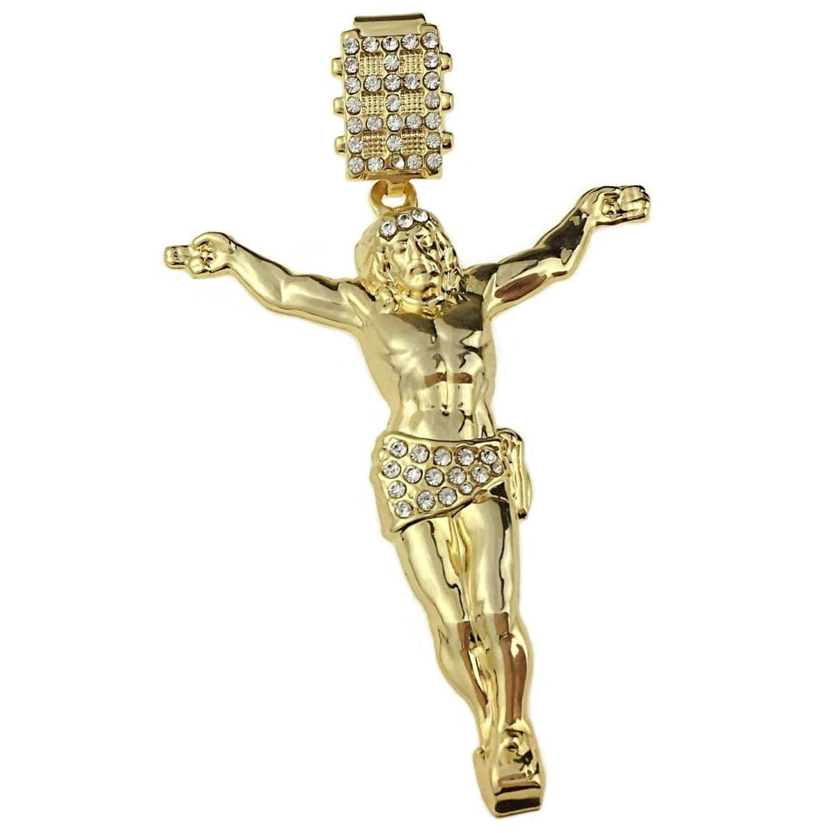 14K Gold Plated Jesus Body Cross Pendant 3.5