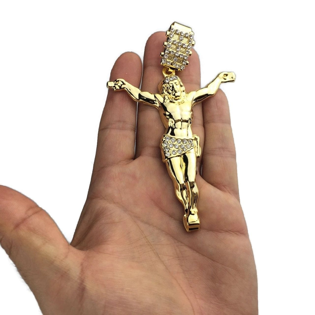 14K Gold Plated Jesus Body Cross Pendant 3.5
