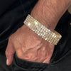14K Gold Plated or Silver Tone Bracelet Iced Six Rows Flooded Out 8.5"