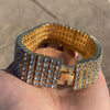 14K Gold Plated or Silver Tone Bracelet Iced Six Rows Flooded Out 8.5"