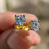 14K Gold Plated over 925 Silver 2CT TW Moissanite Stud Earrings Pass Diamond Tester 6.5MM