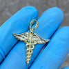 14k Gold Plated over 925 Silver Caduceus RN Nurse Medical Doctor Symbol Pendant