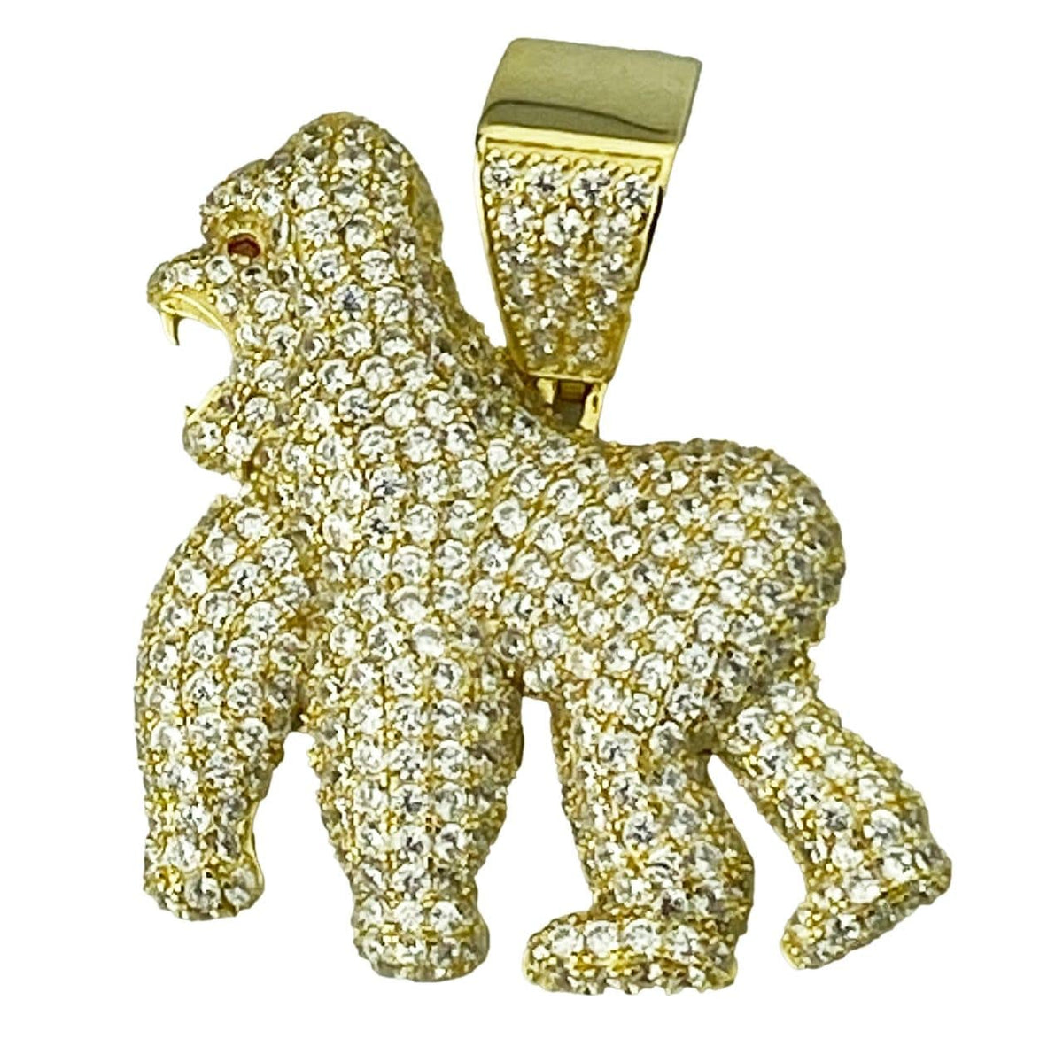 Iced Out Golden Gorilla Pendant with Chain Necklace