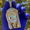 14k Gold Plated Over 925 Silver Jesus Iced CZ Pendant Cleft Beard