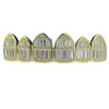 14K Gold Plated over 925 Silver Six Top Teeth Iced CZ Baguette Grillz