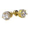 14K Gold Plated over 925 Sterling Silver 8MM Round Iced CZ Earrings