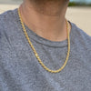 14K Gold Plated Over 925 Sterling Silver Italy Rope Chain 22" 6MM