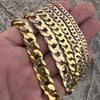 14k Gold Plated over Real 925 Sterling Silver Flat Cuban Link Bracelet 3MM-11MM