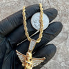 14k Gold Plated Praying Angel Pendant Iced CZ Wings Rope Chain Necklace 24"