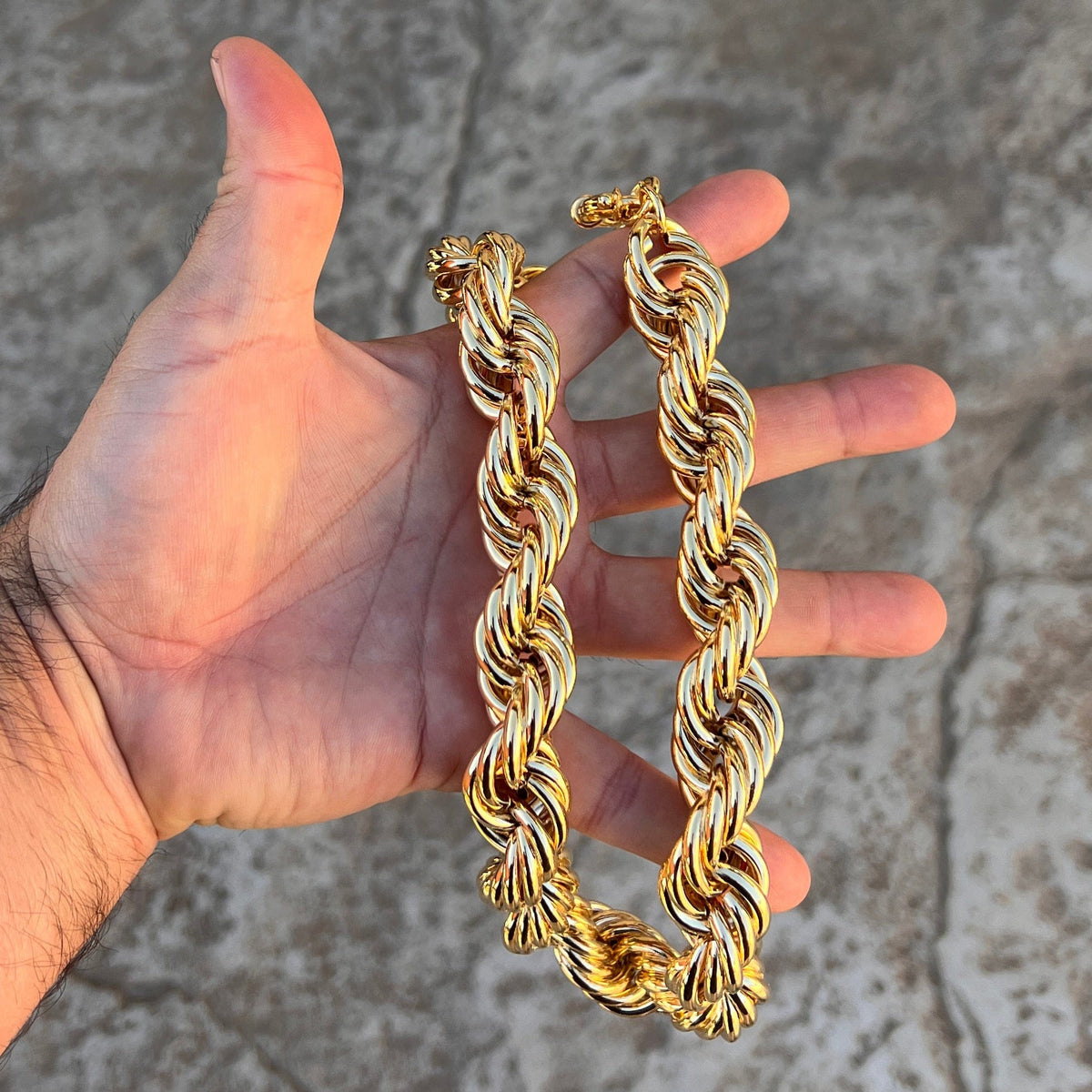 14k Gold Plated Rope Chain Big Dookie 20MM x 20