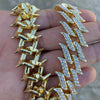 14K Gold Plated Spike Chain 30" Inch X 25MM