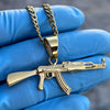 14K Gold Plated Stainless Steel Cuban Chain AK-47 Necklace 24"