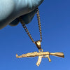 14K Gold Plated Stainless Steel Cuban Chain AK-47 Necklace 24"