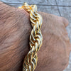 14k Gold Plated Twisted Rope Chain Bracelet  9" x 10MM Thick