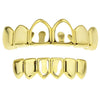 14K Gold Plated Two Open Face Teeth Grillz Set