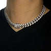 14K White Gold Plated 18" CZ Cuban Link Flooded Out Choker
