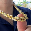 18k Gold Plated 316L Stainless Steel Rope Chain Necklace 10MM 24"