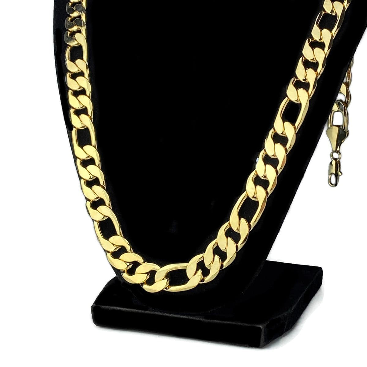 18k Gold Plated Figaro Link Chain Necklace 12MM Thick 30