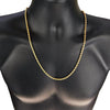 18K Gold Plated Finish over Stainless Steel Rope Chain Necklace 4mm x 24"