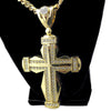 18k Gold Plated Huge Iced Double Cross Cuban Chain Necklace 30"