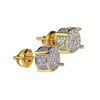 18K Gold Plated Two-Tone Round CZ Micro Pave Screw Back Earrings 8MM