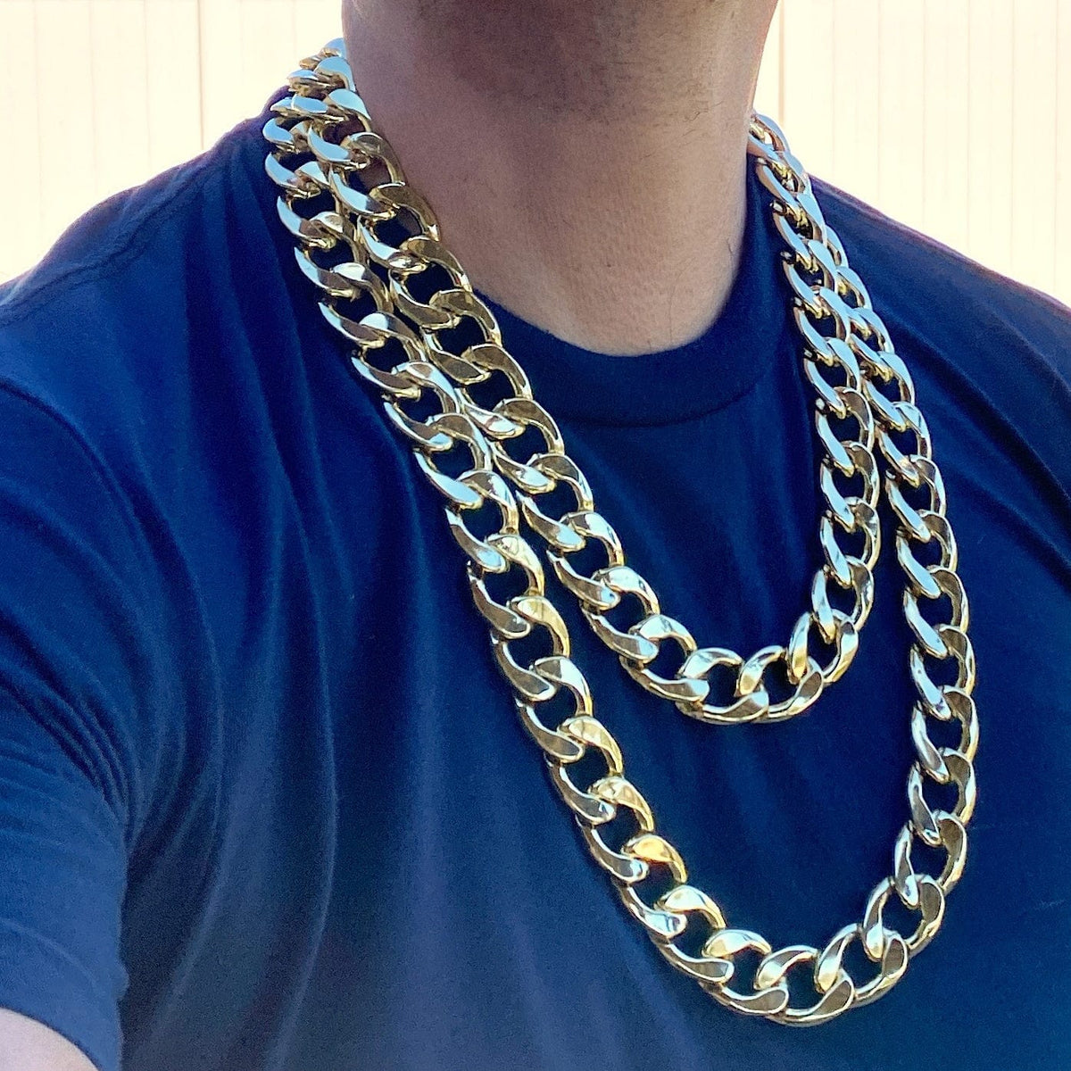 14K Gold Plated Cuban Link Chain Hip Hop Necklace 20MM Thick 24-30