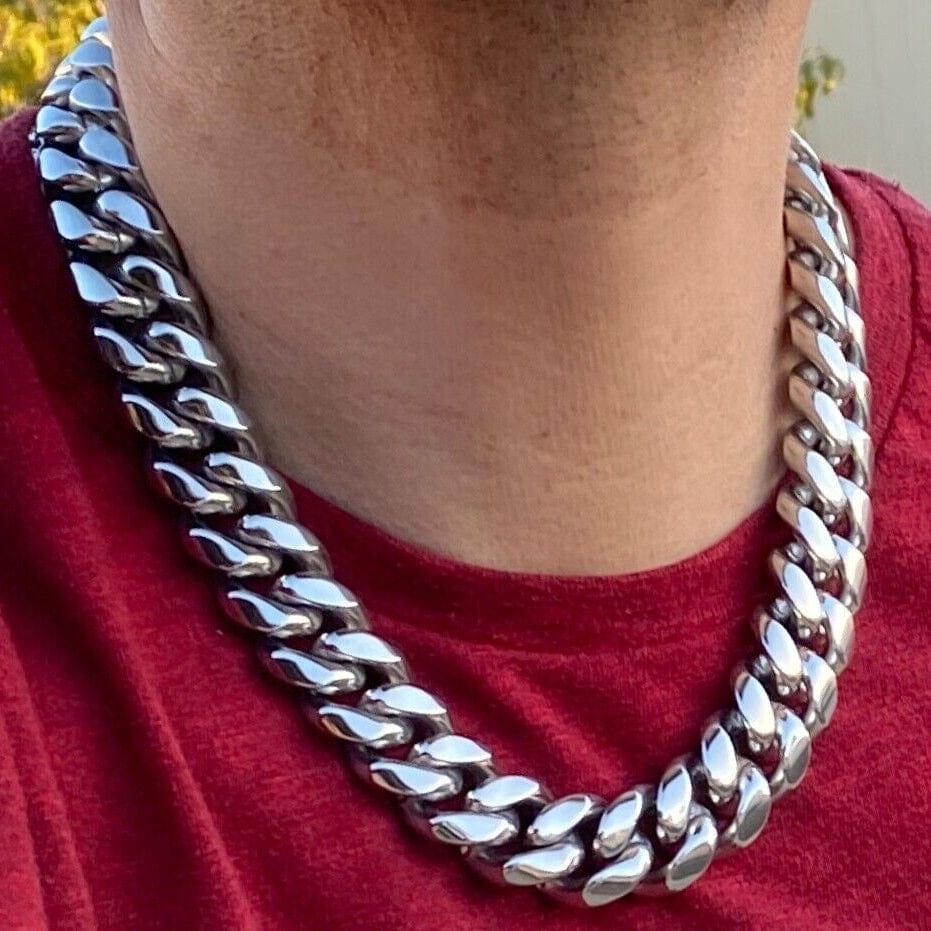 Stainless Steel Red Cuban Link 316L Stainless Steel Miami Cuban