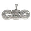 925 Sterling Silver CEO Flooded Out Round Baguette Iced CZ Pendant