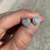 925 Sterling Silver Heart Shaped Earrings Iced 0.65ct Moissanite Flooded Out Pass Diamond Tester