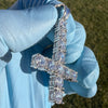925 Sterling Silver Inverted Upside Down Cross Saint Peter Iced Flooded Out CZ Pendant