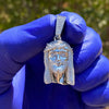 925 Sterling Silver Jesus Cleft Beard Iced Flooded Out CZ Pendant