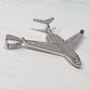 925 Sterling Silver Jet Airplane Pendant CZ Iced Plane Charm