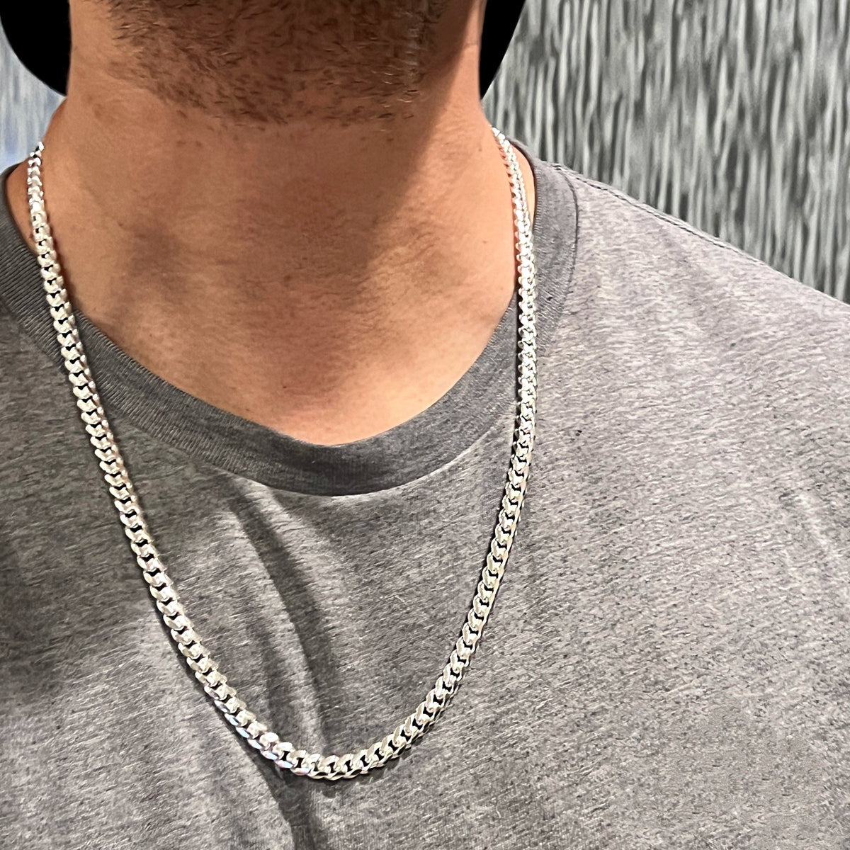 Miami Cuban Chain Link Choker Silver Mens Miami Cuban Link 12mm