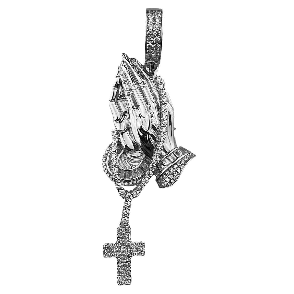 925 Sterling Silver Praying Hands Cross Pendant