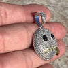 925 Sterling Silver Zipper Mouth Face Emoji Stop Snitching Iced CZ Pendant