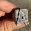 A / 9 925 Sterling Silver Initial Letter Iced Baguette Flooded Out Ring