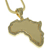 Africa Map Gold Finish Franco Chain Necklace 36"