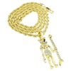 Anubis Figure Pendant Gold Finish Rope Chain Necklace 24"